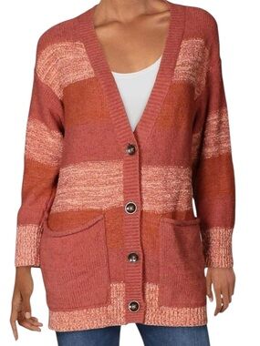 Free People Southport Beach Cardigan Chunky Knit Oversized In Blushes Combo XS